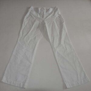 Talbots Women's Straight Leg Linen Cotton Pants Size 4 Petite White Classic Rise